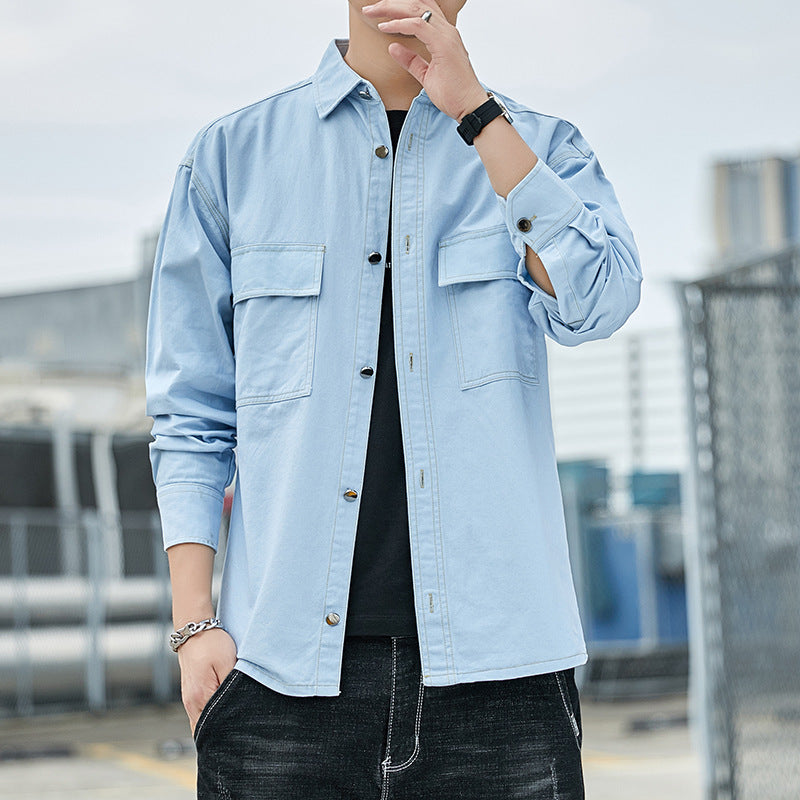 Vīriešu jauns, moderns kokvilnas krekls ar garām piedurknēm