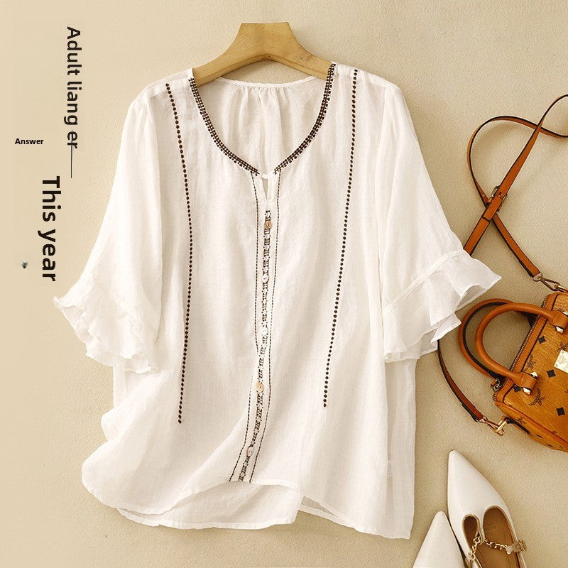 Māksliniecisks retro stila krekls ar puspiedurknēm