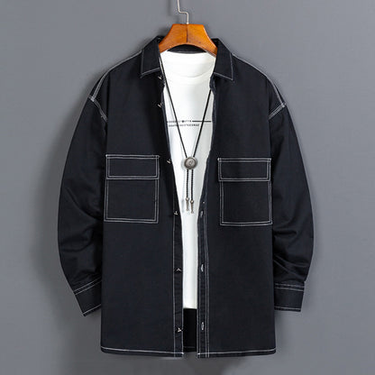 Vīriešu jauns, moderns kokvilnas krekls ar garām piedurknēm