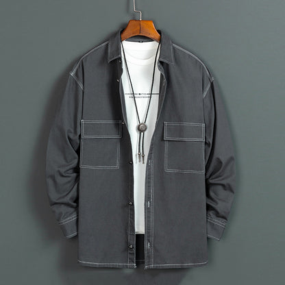 Vīriešu jauns, moderns kokvilnas krekls ar garām piedurknēm